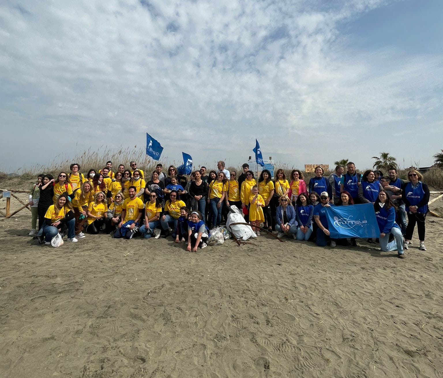 I volontari di Marevivo ripuliscono la spiaggia di Torre Flavia